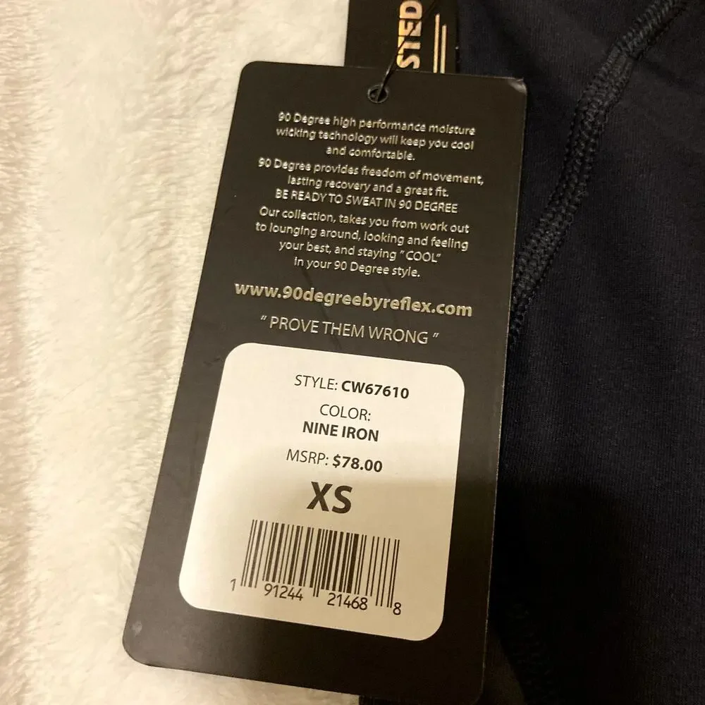 NWT 90 Degree by Reflex Women Capri Black Legging Pants XS